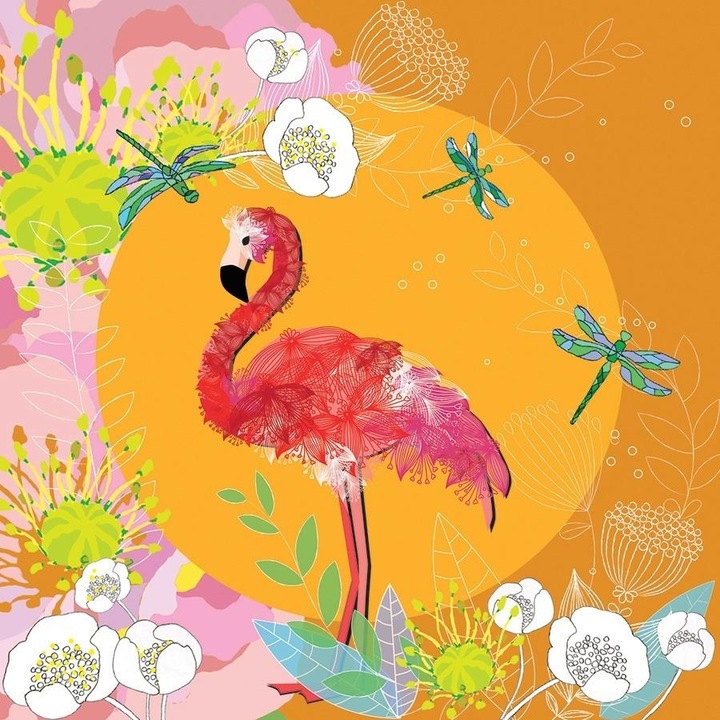 Felicitare, Clear Creations, Model Flamingo, Multicolor