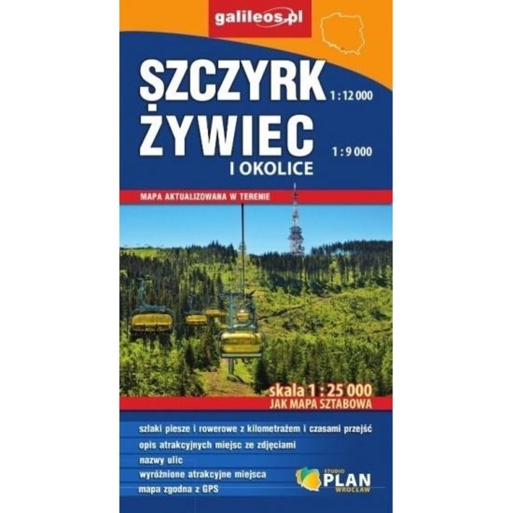 Harta turistica, Plan, Szczyrk, Zywiec si imprejurimi, 1:25 000
