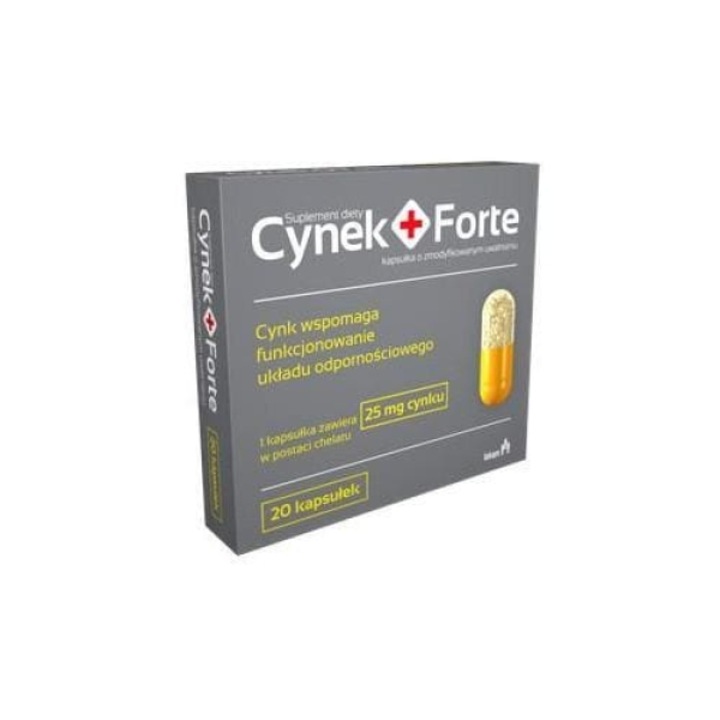 Supliment alimentar Lek-Am Cynek+ Forte, 25mg zinc, eliberare prelungita, 20 capsule