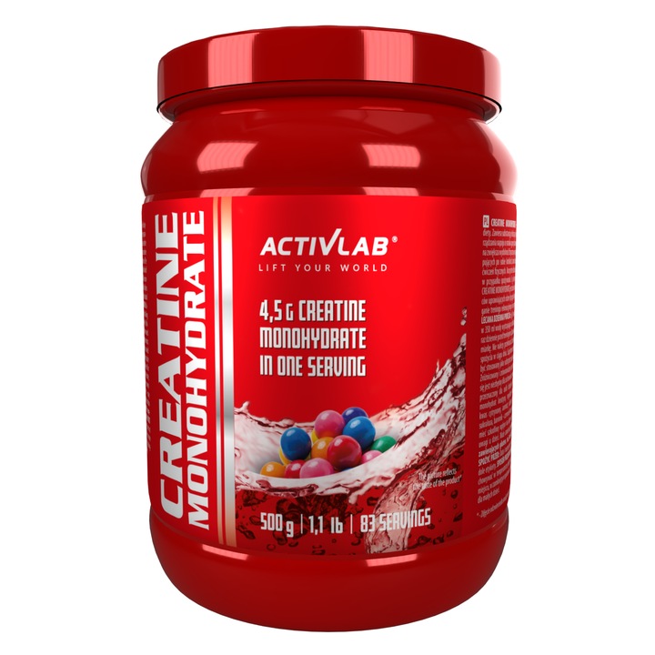 Activlab Creatine Monohydrate креатин моногидрат 4.5 g на порция вкус дъвка балон 500 g за сила експлозивност и бързо възстановяване след тренировка