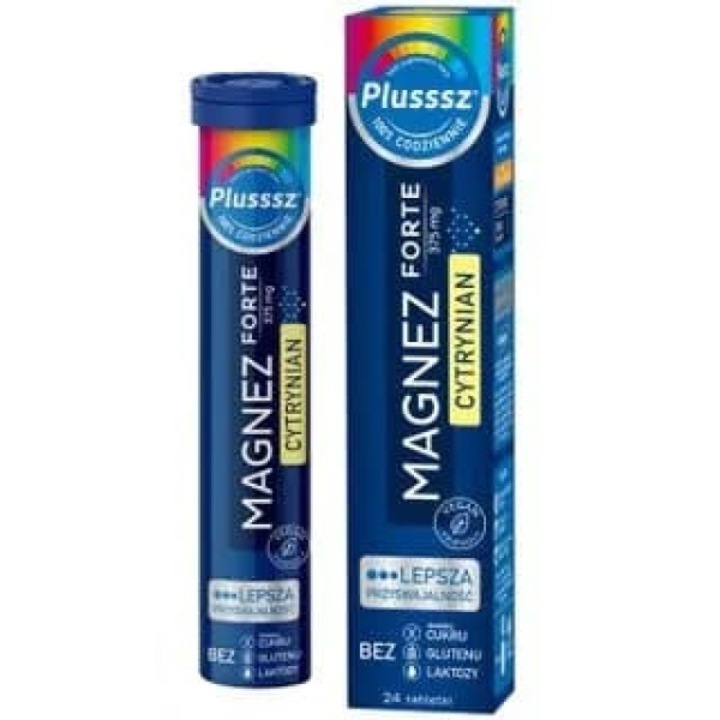 Tablete efervescente Plusssz Magnez Forte Cytrynian, Polski Lek, gust portocala-maracuja, 24 buc