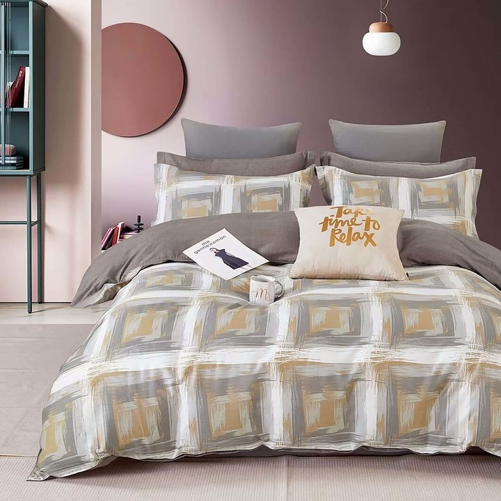 Dupla ágynemű, pamut 100% percál, 240x260 cm, 4 db, Ralex Pucioasa, PRC113