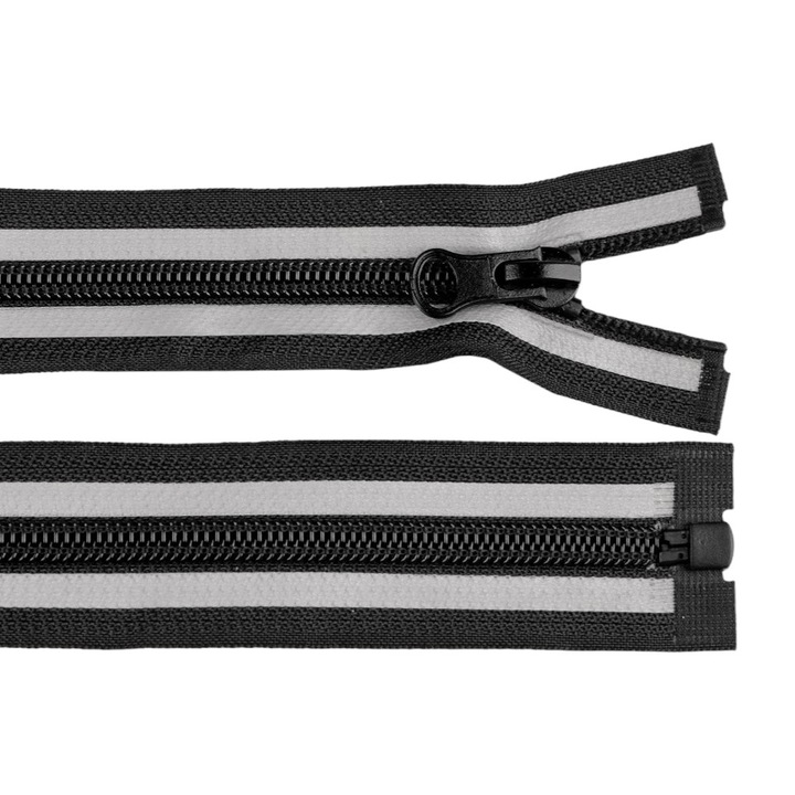 Светлоотразителен подвижен спирален цип Crisalida, бр. 5, дължина 75 см, черен