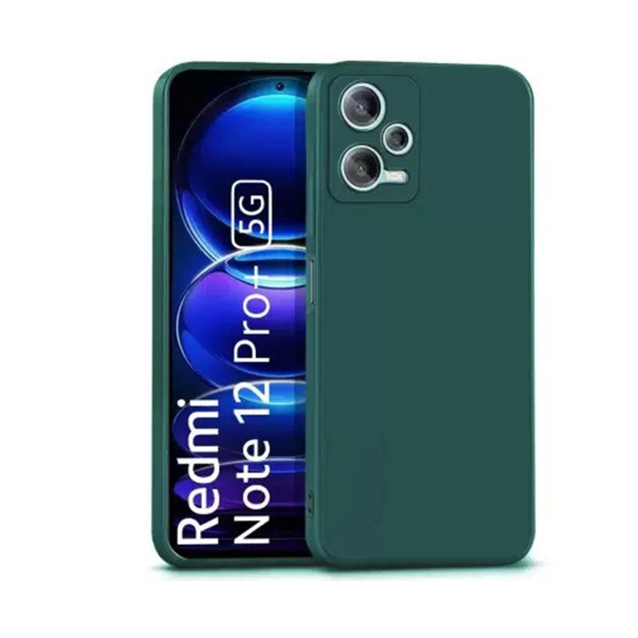 Силиконов калъф TPU G-Tech Liquid, съвместим с Xiaomi Redmi Note 12 Pro Plus 5G, изработен от силикон, тъмно зелен
