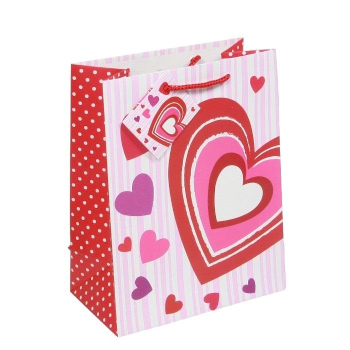 Punga cadou, Penword, cu model inimi, 17.8x22.9x9.8cm