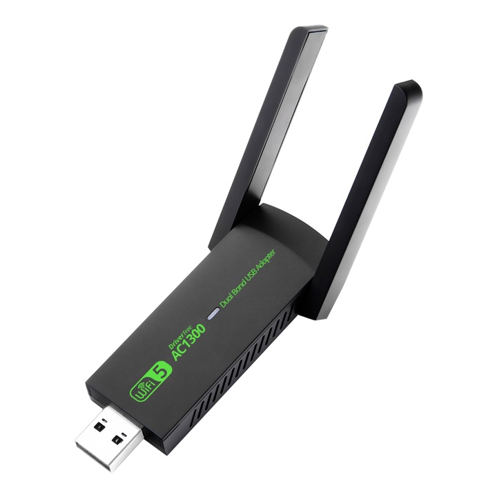 USB WiFi адаптер, Dual Band, 5G 2.4G, силна антена, Ouyifan, 1300Mbps, без драйвер