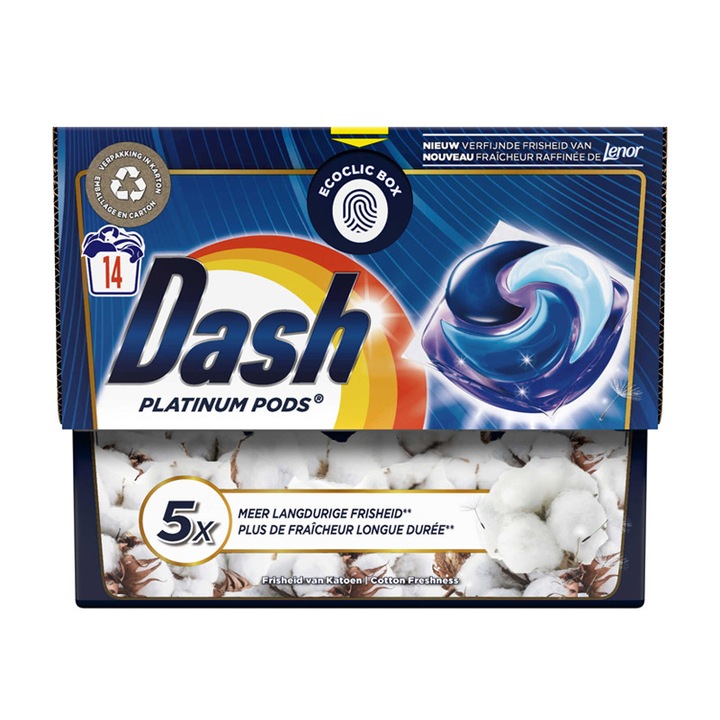Detergent capsule Dash platinum - prospetimea bumbacului, 14sc/331,8 gr