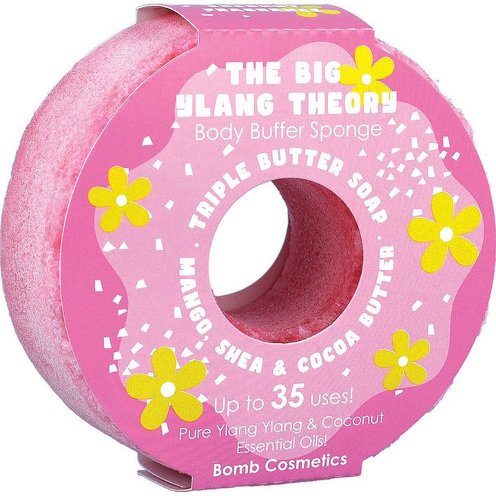 Hámló tusfürdő szivaccsal The Big Ylang Theory Donut Body Buffer, Bomb Cosmetics