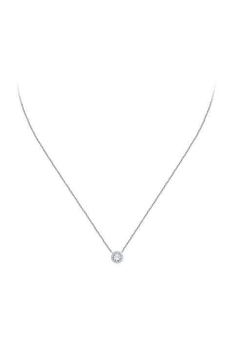 LA PETITE STORY, Colier de argint veritabil cu pandantiv cu zirconia, Transparent, Argintiu