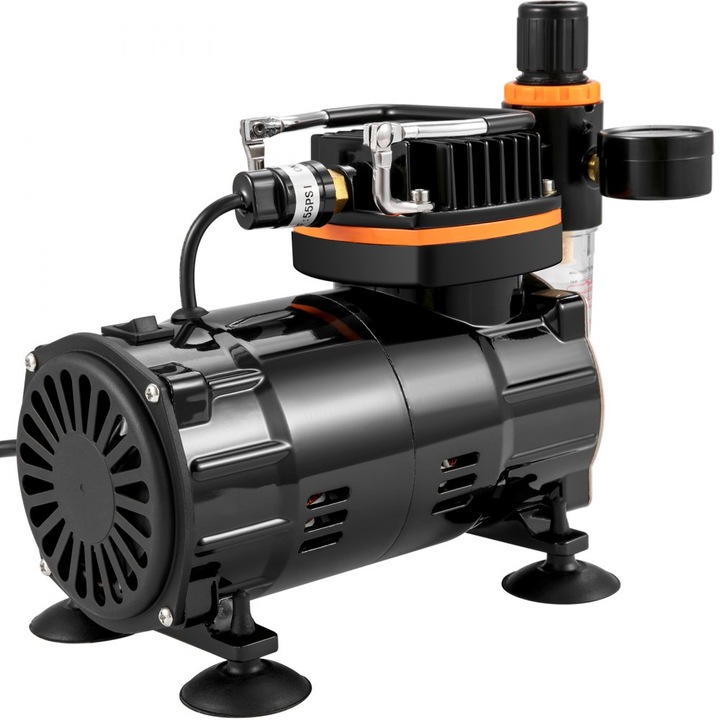 Professzionális airbrush kompresszor készlet, multifunkcionális, kettős működésű, gravitációs adagolás, 0,2 mm, 0,3 mm és 0,8 mm fúvókák, 120 V 120 W, torta díszítéshez, körömfestéshez, félig tartós tetoválásokhoz