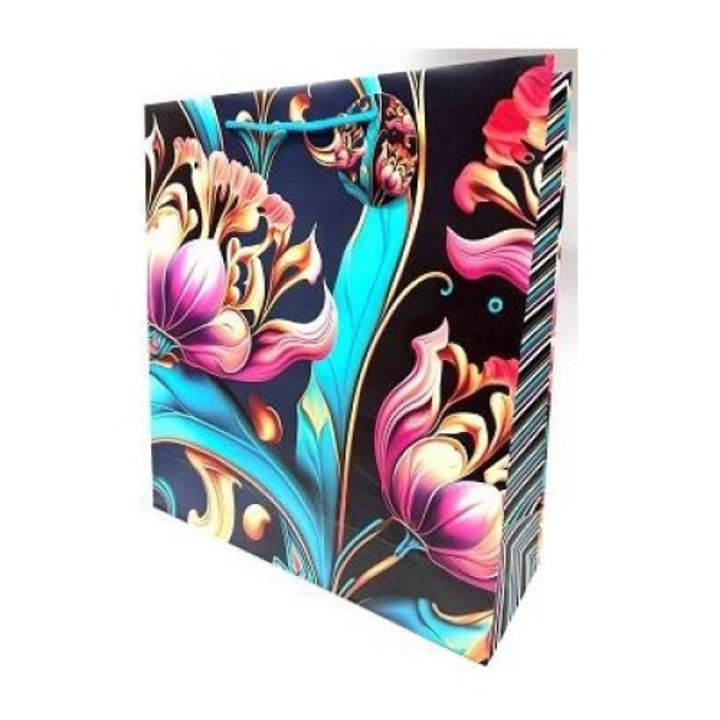 Ajándéktáska, Friss, tulipán mintás, 35x37x12cm