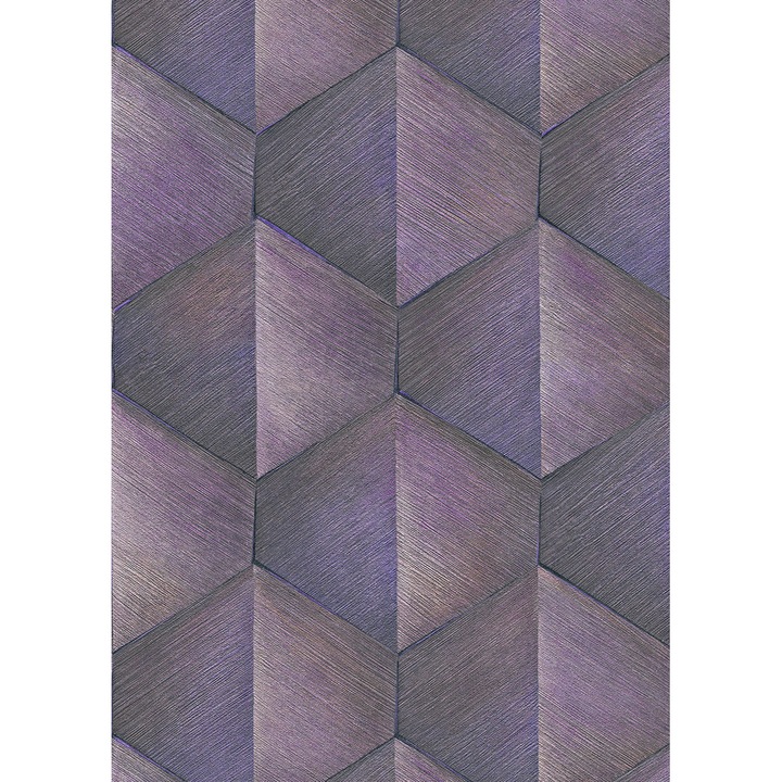 Modern tapéta geometrikus mintás 3D hatású texturált lila gyapjú 10370-45 10,5 x 0,53 m