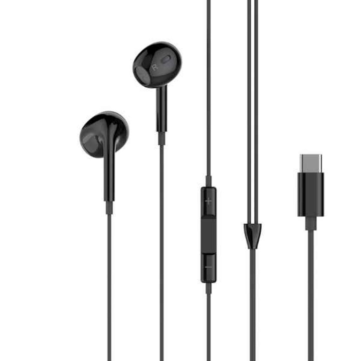 Casti audio cu microfon XO EP74, Control pe fir, USB Type-C, Lungime cablu 1.2m, Negru