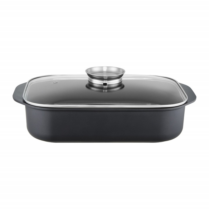 Ambition Голяма тава с капак, 40x25x9 см, 6,5 л, капак със система Aroma Knob, покритие Ilag Xeradur 2
