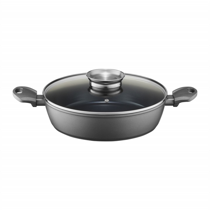 Дълбок тиган с капак Ambition Verso, 28 см, 3,7 л, система Aroma Knob, покритие Qualum Ceramic