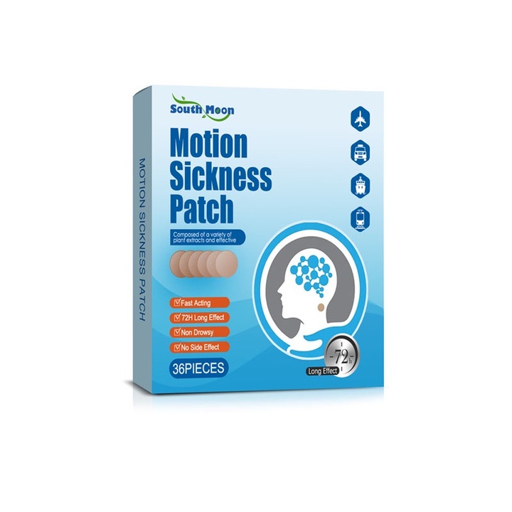 Комплект от 36 лепенки за болест при пътуване, 3 х 3 см, кафяв