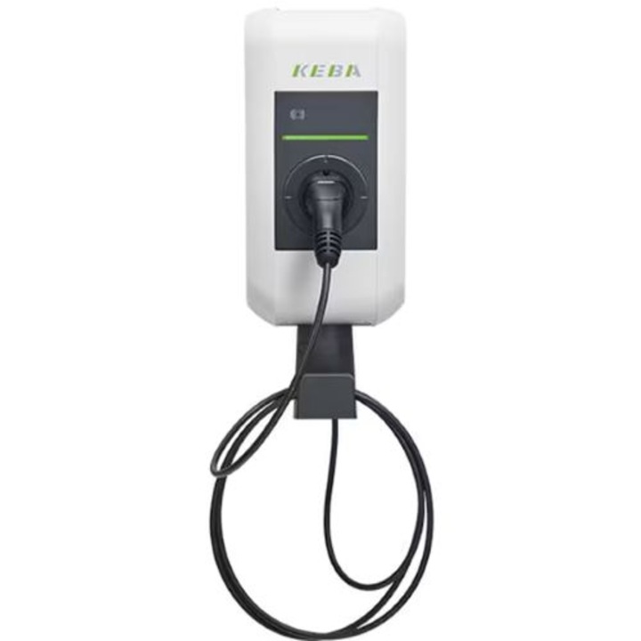Зарядна станция за електрически автомобили KEBA Austria Wallbox P30 Premium, монофазна, 7,4 kW, 32A, Тип 2, кабел 6m, бяла