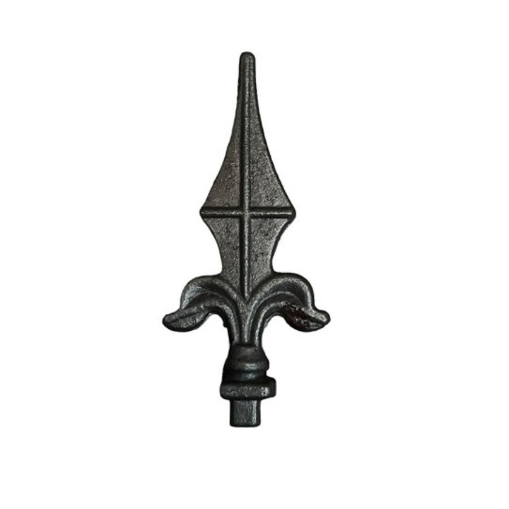 Varf din otel pentru garduri si porti din fier forjat, baza 11x11 mm, inaltime 125 mm