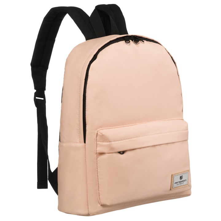 Rucsac de dama, Peterson, Cu port USB, Casual/Sport, 39.5 x 29.5 x 15 cm, Poliester, Acomodeaza format A4, Bej