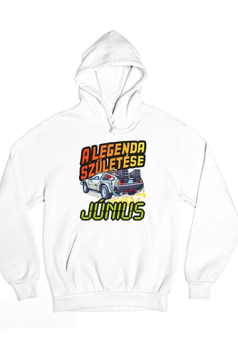A legenda születése delorean vissza a jövőbe kapucnis pulóver, fehér, 2XL