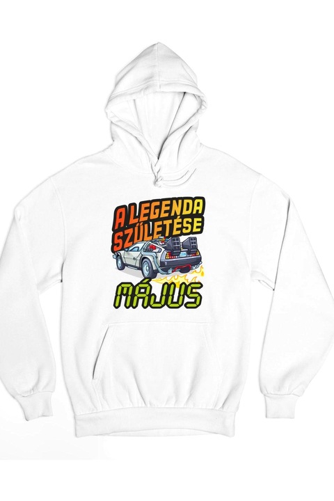 A legenda születése delorean vissza a jövőbe május kapucnis pulóver, Fehér
