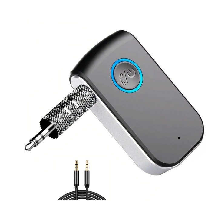 Adaptor Bluetooth 5.0, Receiver Audio cu Port AUX 3.5 mm, Negru