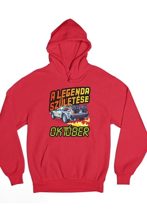 A legenda születése delorean vissza a jövőbe születésnap október kapucnis pulóver, Piros