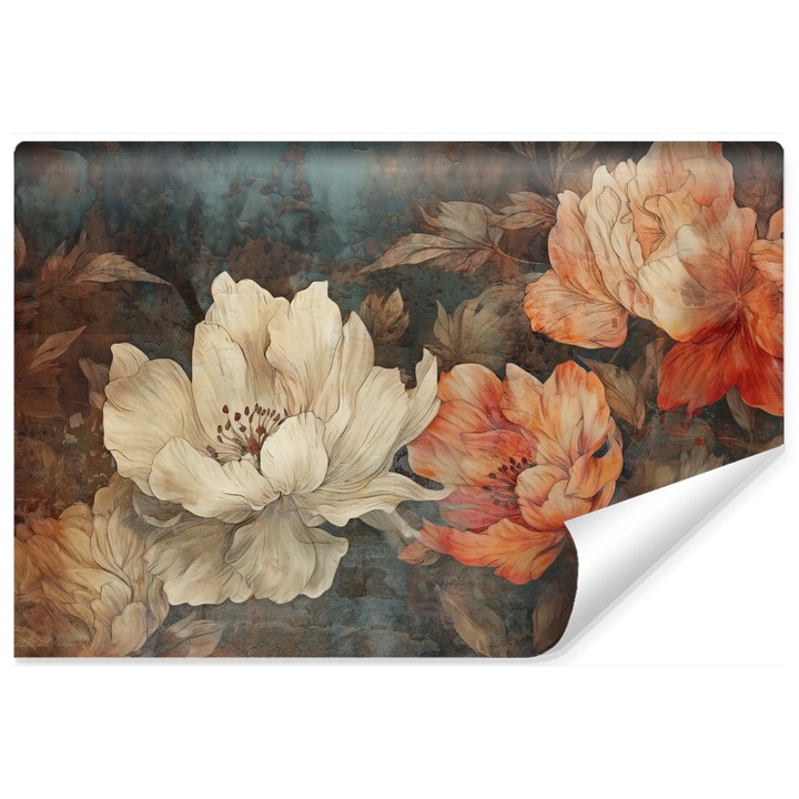 Fototapet Muralo bujori frumosi in culori de toamna, decor in stil retro 135 cm x 90 cm sufragerie, birou