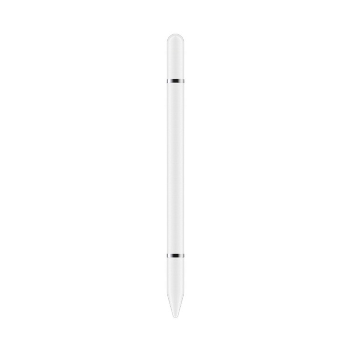 Stylus universal, otel inoxidabil/plastic, pentru telefoane, tablete Android, Windows, magnetic, USB-C, alb