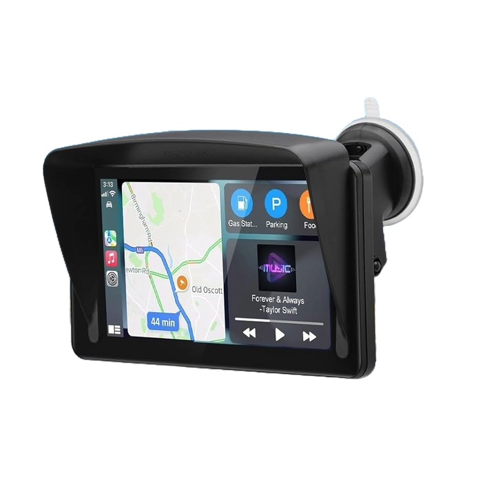 Sistem Multimedia Auto cu Apple CarPlay/Android Auto, Functie Modulator FM, Bluetooth 5.0, Camera Marsarier inclusa, Touchscreen LCD de 7 inch HD 1024 x 600, MirrorLink, Compatibila Google Assistant si Siri, Neagra
