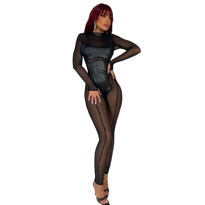 Дамски гащеризон, WildFashion, 232299, Полиестер, Черен, M INTL