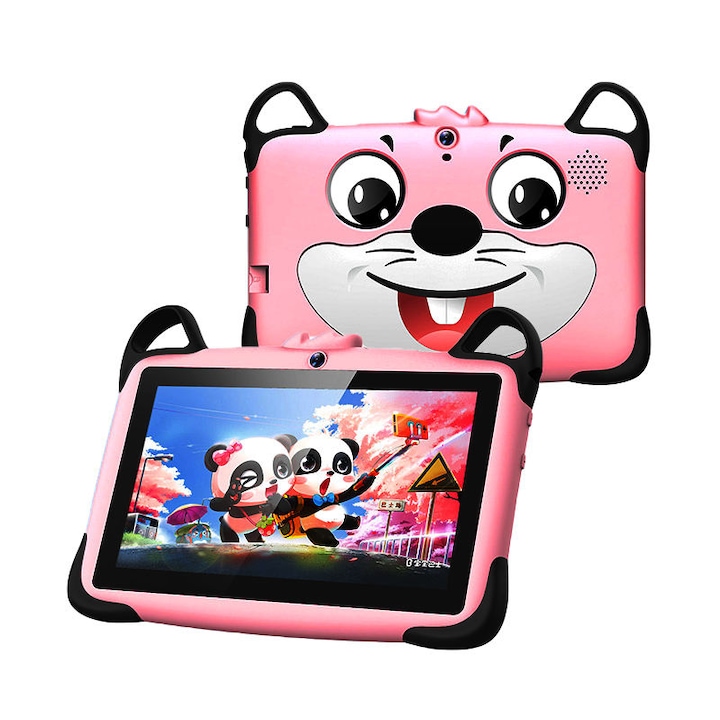 Tableta pentru copii NUBI Wintouch K717, Android, 1 GB RAM, 7 inchi, 8 GB, WIFI, Doua camere, Control parental, Roz