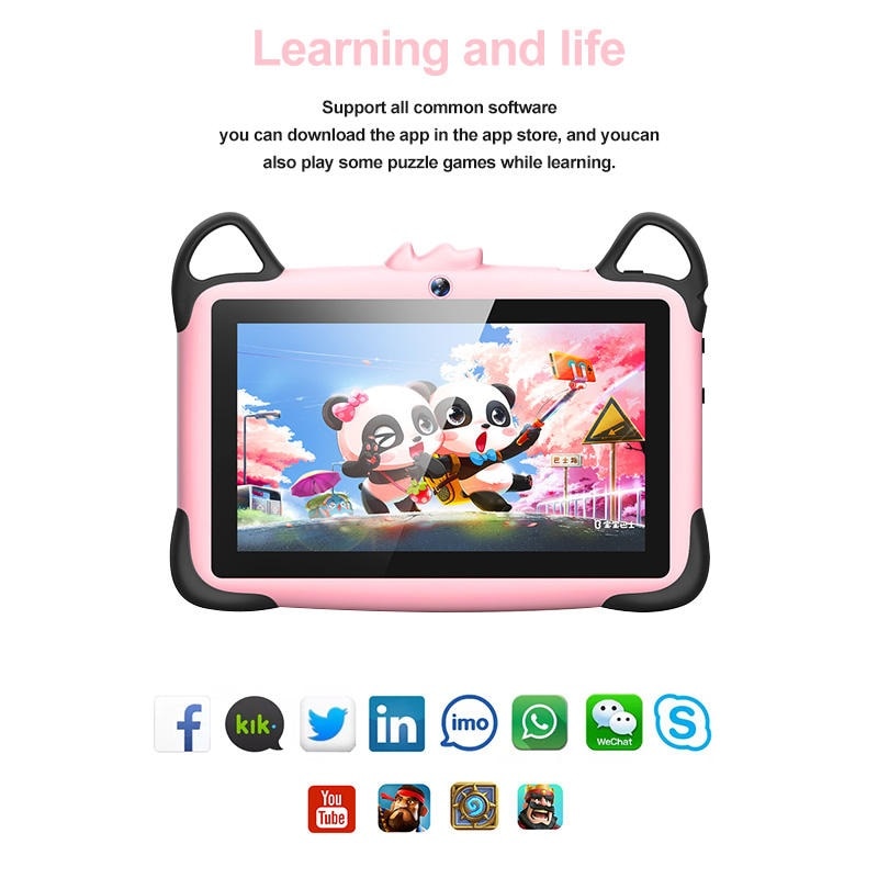 Tableta pentru copii Wintouch K717, Android, 1 GB RAM, 7 inchi, 8 GB, WIFI, Doua camere, Control parental, Roz