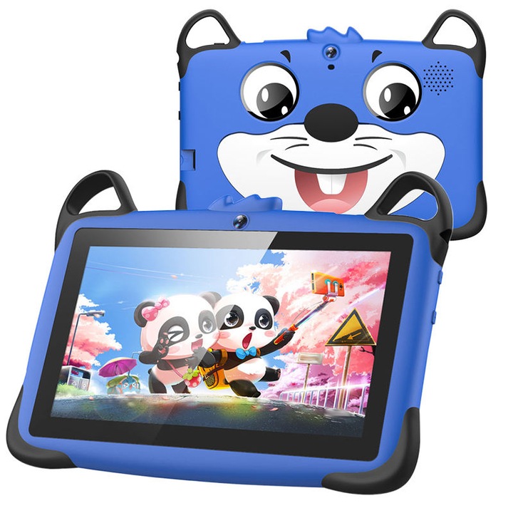 Tableta pentru copii NUBI Wintouch K717, Android, 1 GB RAM, 7 inchi, 8 GB, WIFI, Doua camere, Control parental, Albastru