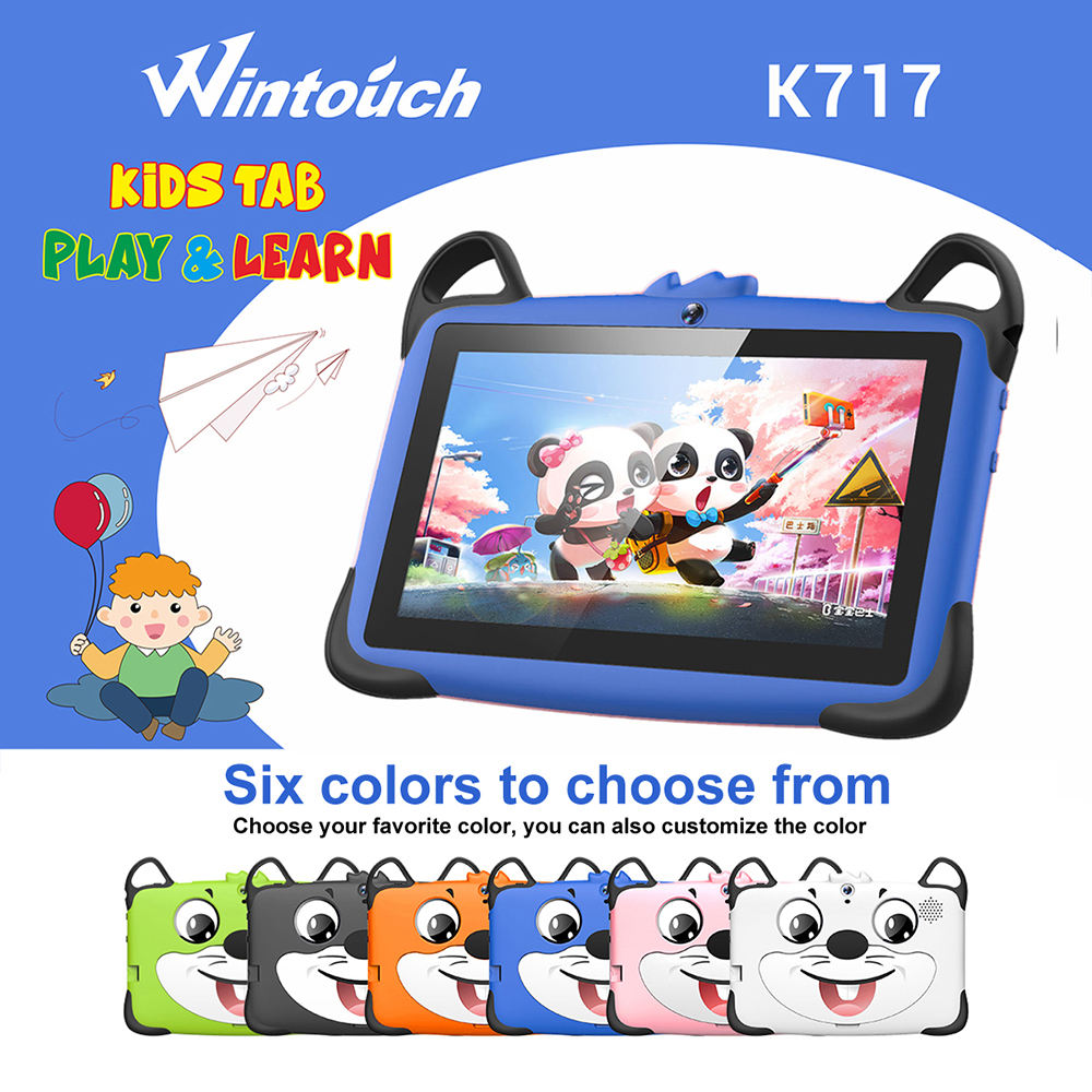 Tableta pentru copii Wintouch K717, Android, 1 GB RAM, 7 inchi, 8 GB, WIFI, Doua camere, Control parental, Albastru