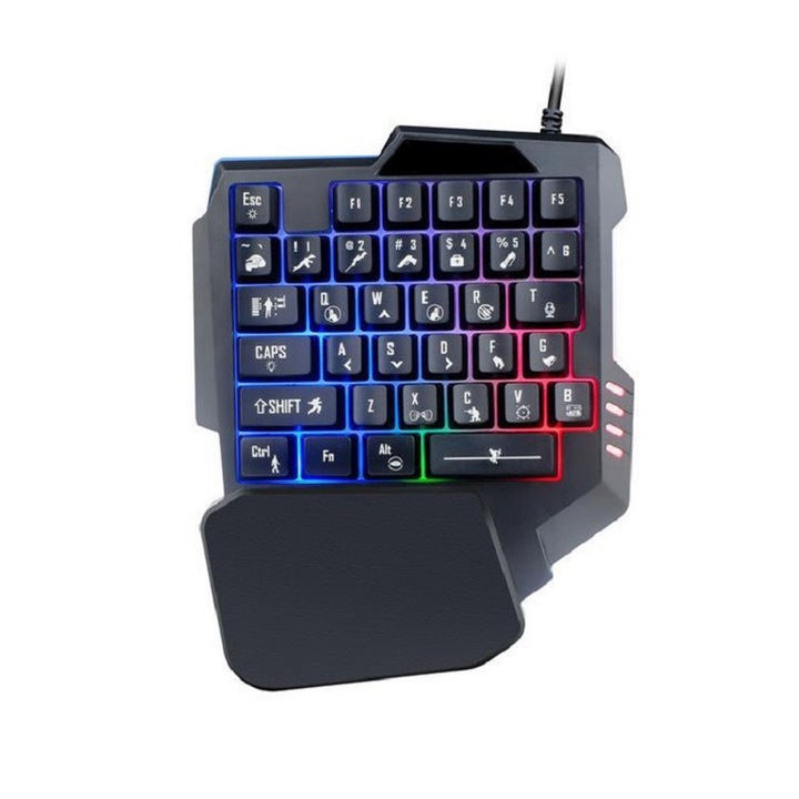 Mini tastatura mecanica, RGB, Portabila, Negru