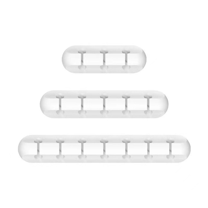 KitsKap® Set 3 cleme pentru organizarea cablurilor, Adezive, Alb