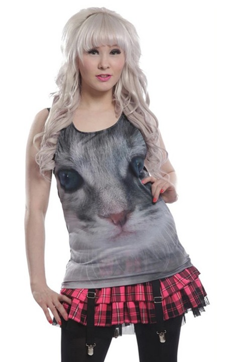 Maiou gri cu model cute kitten pentru fete, marime l