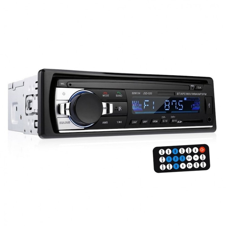 Radio MP3 Player auto INOVA® 1DIN, USB, Bluetooth, SD, Hands-free, AUX, Radio FM Stereo, 4x60W, 12V, Telecomanda