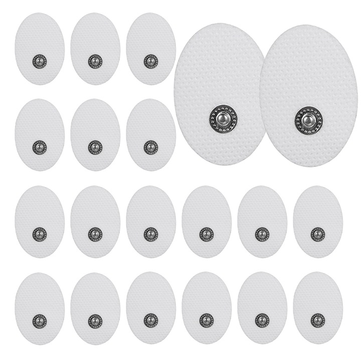 Set 20 electrozi cu gel, paduri autoadezive pentru aparat electrostimulare, fizioterapie, reutilizabili, zenifique, 4,2 cm x 3 cm, alb