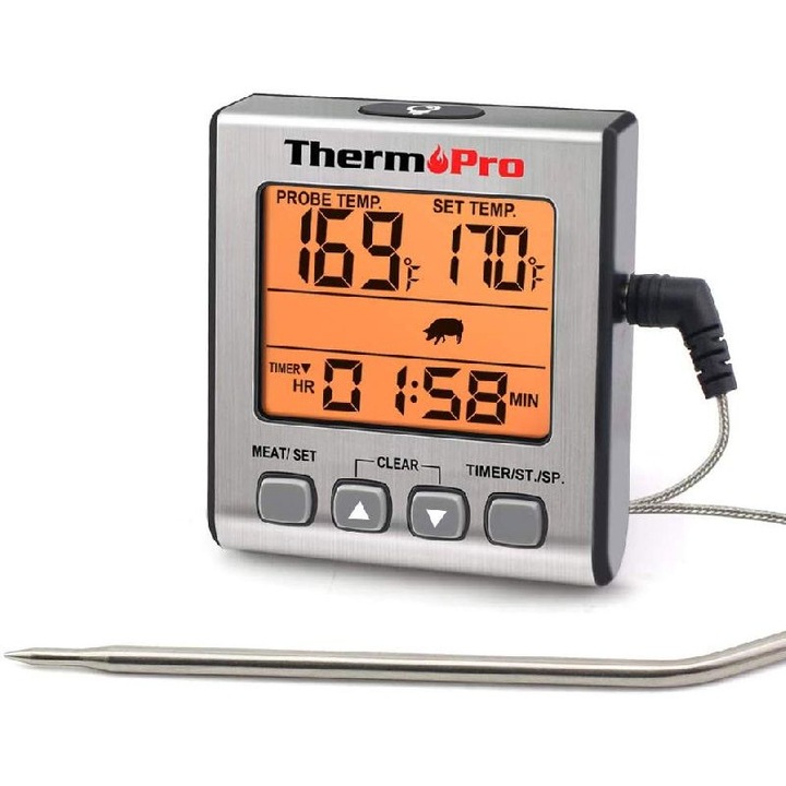 Termometru pentru gatit, ThermoPro, TP-16S, gatit, digital, temporizator, o singura sonda, de la -10 la 300°C