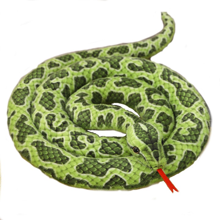 Óriás kígyó típusú játék, plüss, 200 cm, Zöld