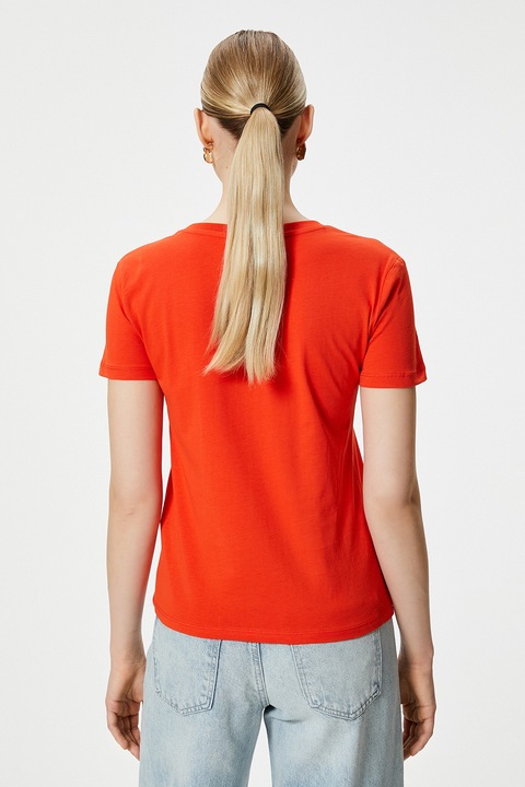 KOTON, Tricou cu imprimeu text, Rosu vermillion