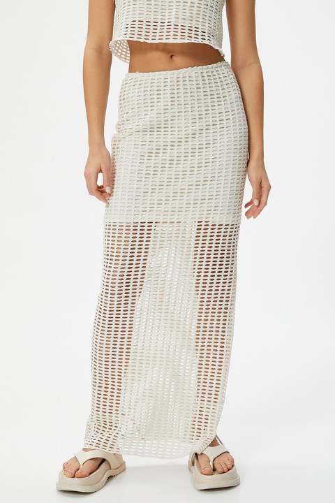 KOTON, Fusta maxi cu slit lateral, Alb