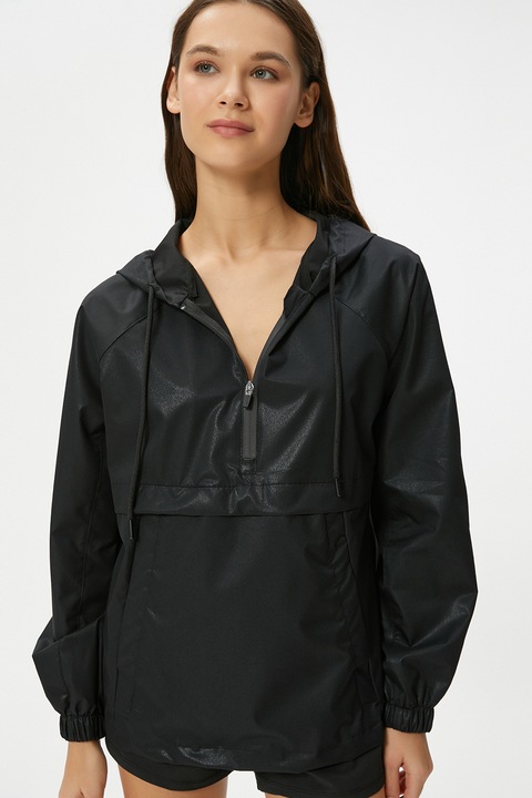KOTON, Jacheta fara inchidere, cu gluga, Negru, 3XL
