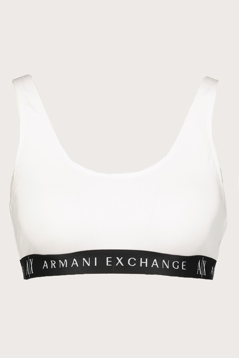 ARMANI EXCHANGE, Бюстие с лого, Бял/Черен