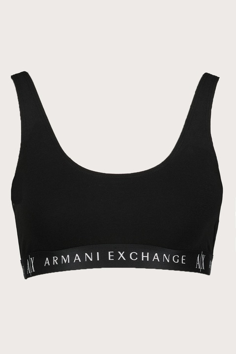 ARMANI EXCHANGE, Бюстие с лого, Мръснобял/Черен