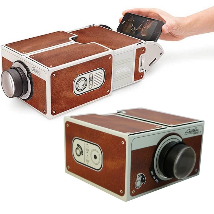 Mini proiector telefon mobil, Chucai, Cu Marire 8X, Carton, Fara Cabluri, Home Cinema, Maro