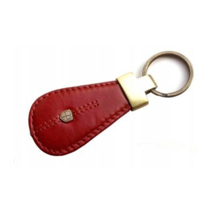 Breloc din piele naturala, PETERSON, Rosu, 11.5cm