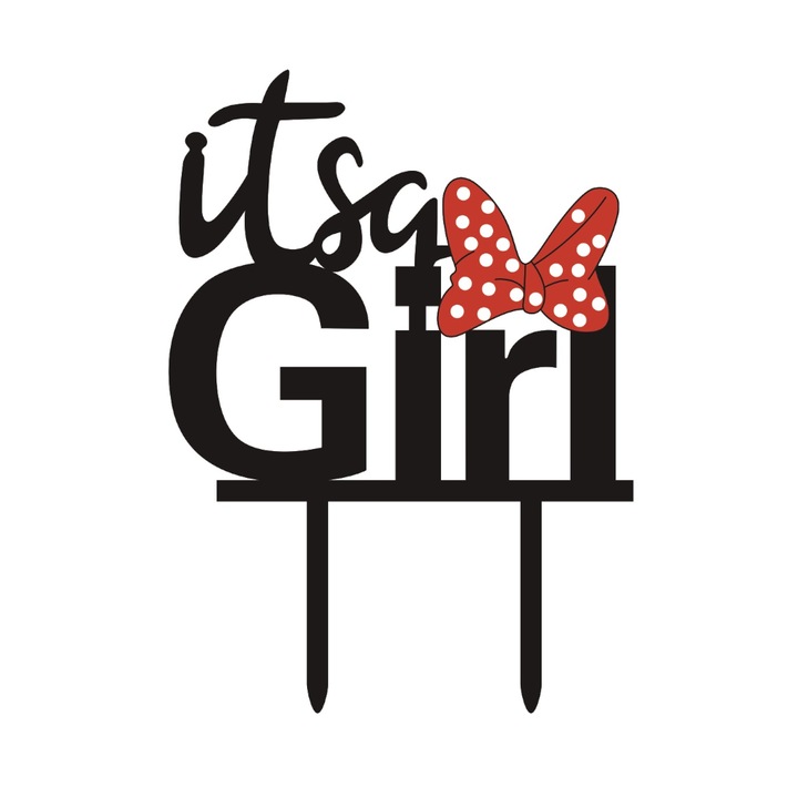 Topper tort It's a Girl negru